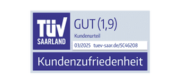 Zertifizierung zum Thema Kundenzufriedenheit des TÜV Saarland