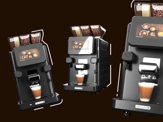 Drei schwebende Barista Ultima Kaffeevollautomaten von Kaffee Partner im Vergleich